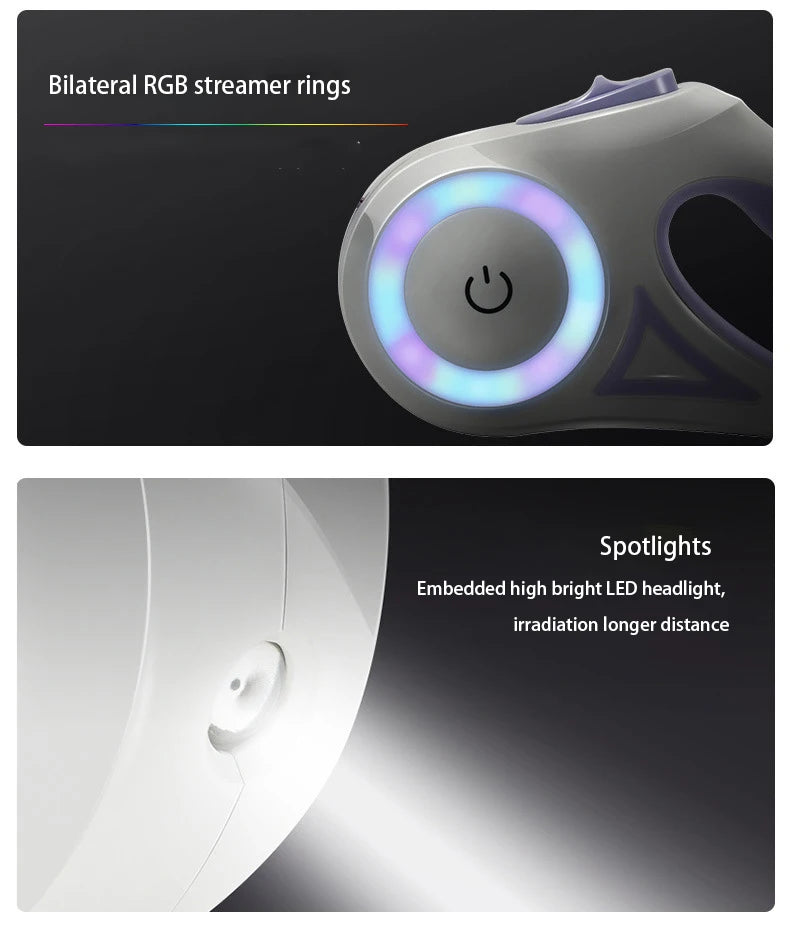 Automatic LED Retractable Dog Leash with Light for Small & Medium Dogs