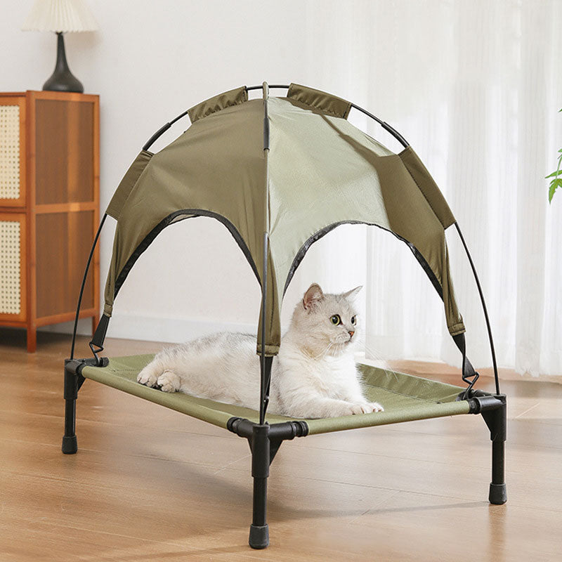 Breathable Elevated Pet Cot Bed with Canopy For Cats & Dogs