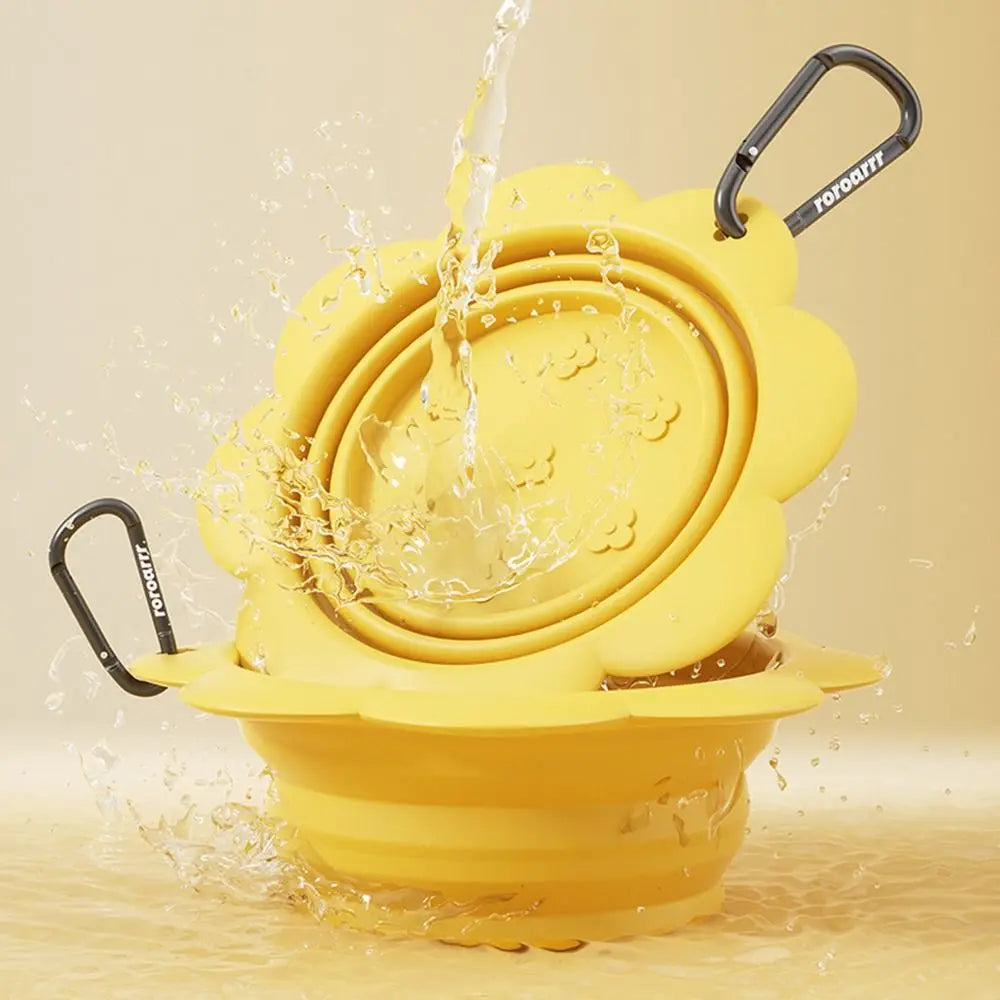 Portable Silicone Collapsible Dog Bowl Flower Shape
