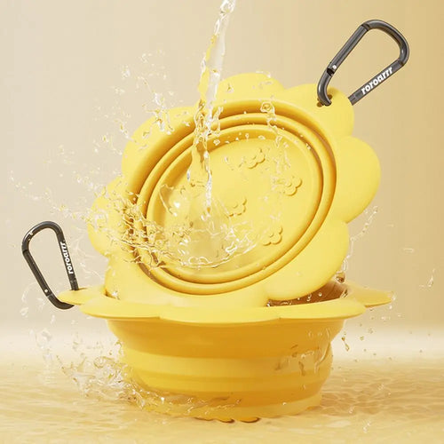 Portable Silicone Collapsible Dog Bowl Flower Shape
