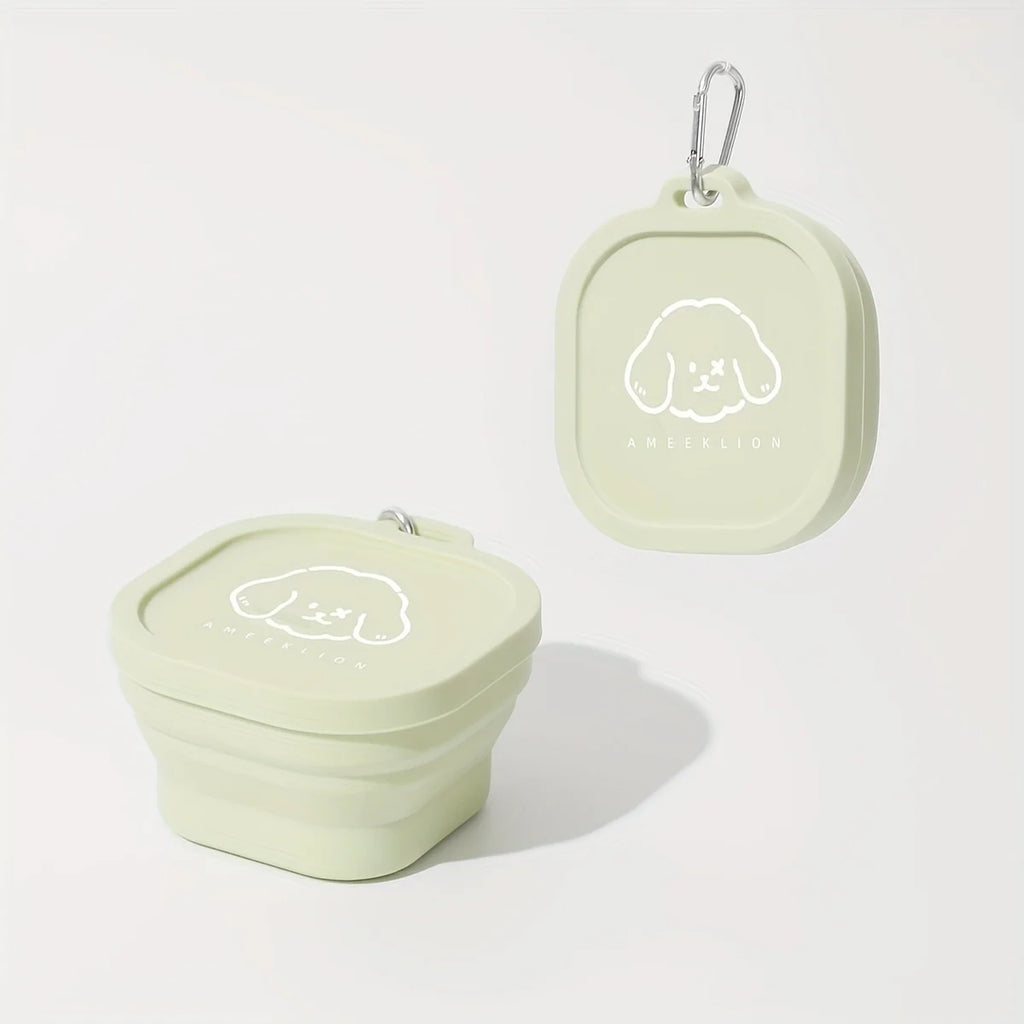 400ml Foldable Pet Bowl with Lid Leakproof Travel Dish