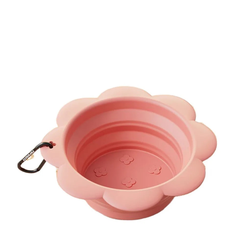 Portable Silicone Collapsible Dog Bowl Flower Shape