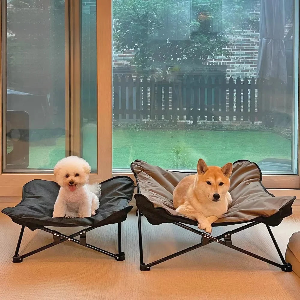 Detachable And Washable Pet Camping Bed, Dog Iron Frame Bed, All-Season Camping Portable Folding Dog Kennel