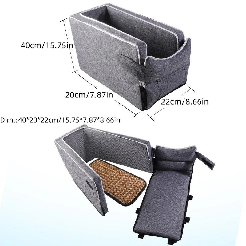 Car Center Console Pet Bed Mat  Fiber Pet Safety Seat  Essential for Cat & Dog