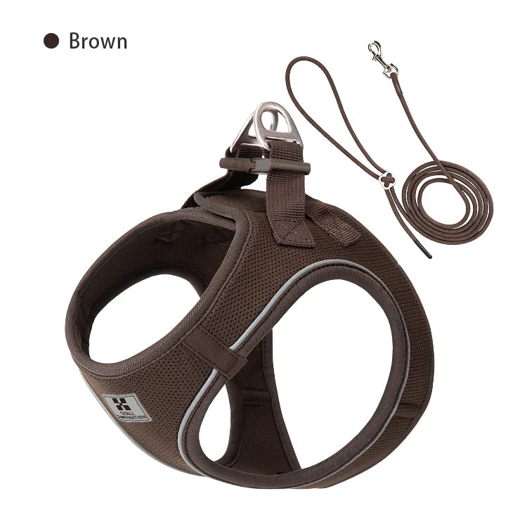 Reflective Adjustable Dog Harness & Leash Set for Small to Medium Dogs and Cats
