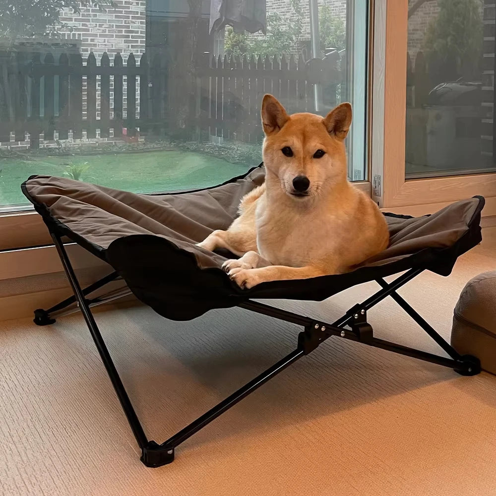 Detachable And Washable Pet Camping Bed, Dog Iron Frame Bed, All-Season Camping Portable Folding Dog Kennel