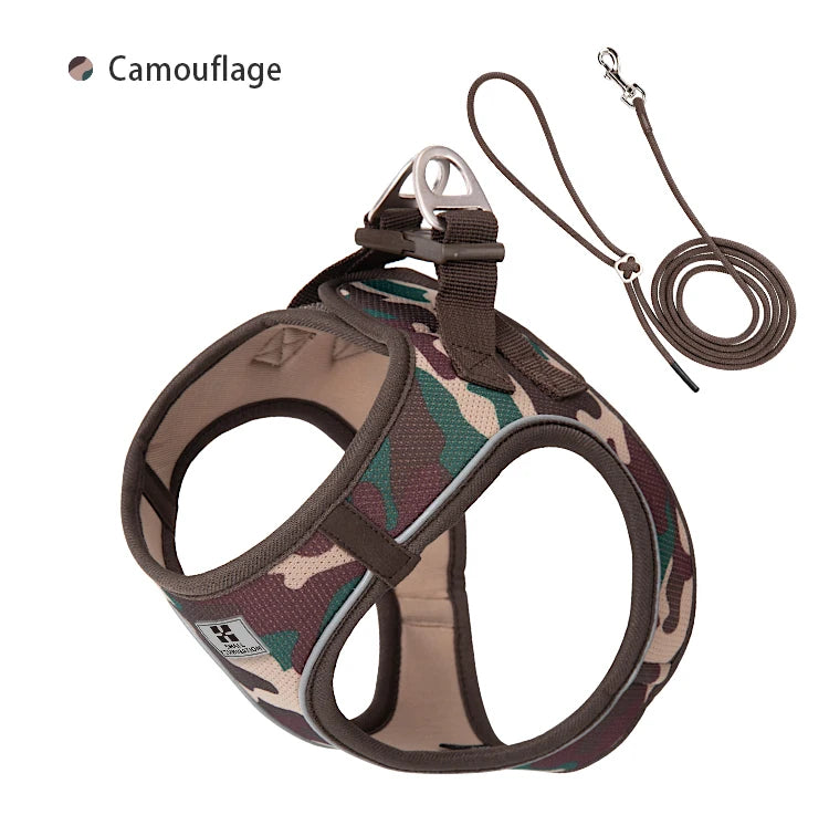 Reflective Adjustable Dog Harness & Leash Set for Small to Medium Dogs and Cats