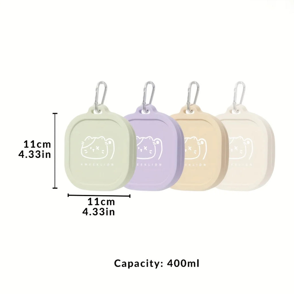 400ml Foldable Pet Bowl with Lid Leakproof Travel Dish