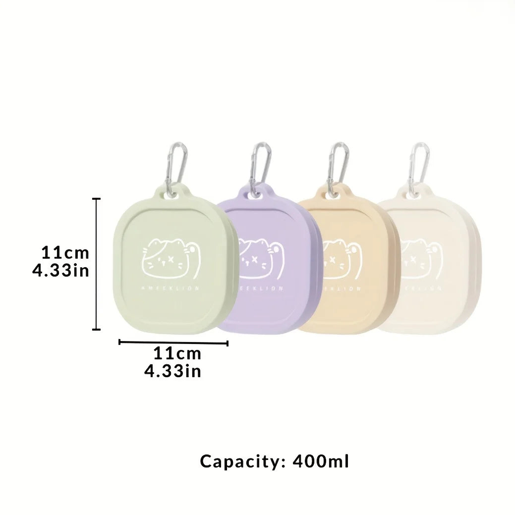 400ml Foldable Pet Bowl with Lid Leakproof Travel Dish