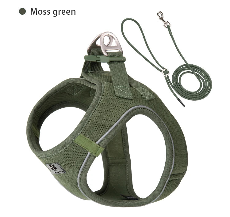 Reflective Adjustable Dog Harness & Leash Set for Small to Medium Dogs and Cats