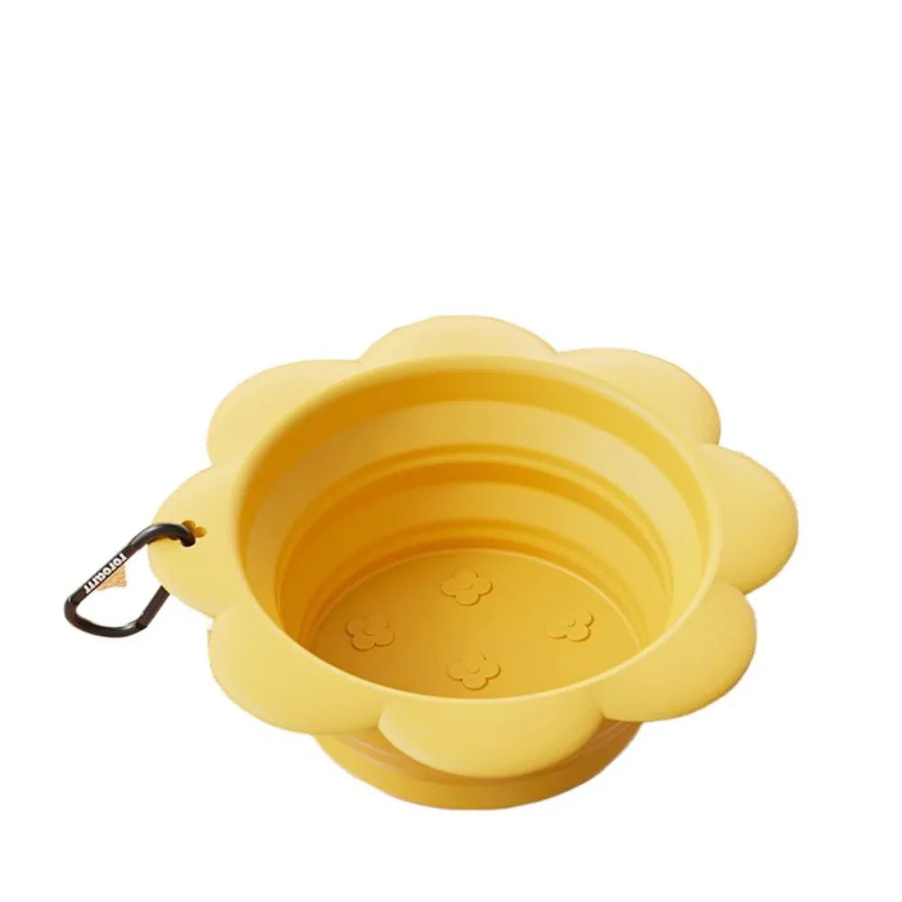 Portable Silicone Collapsible Dog Bowl Flower Shape