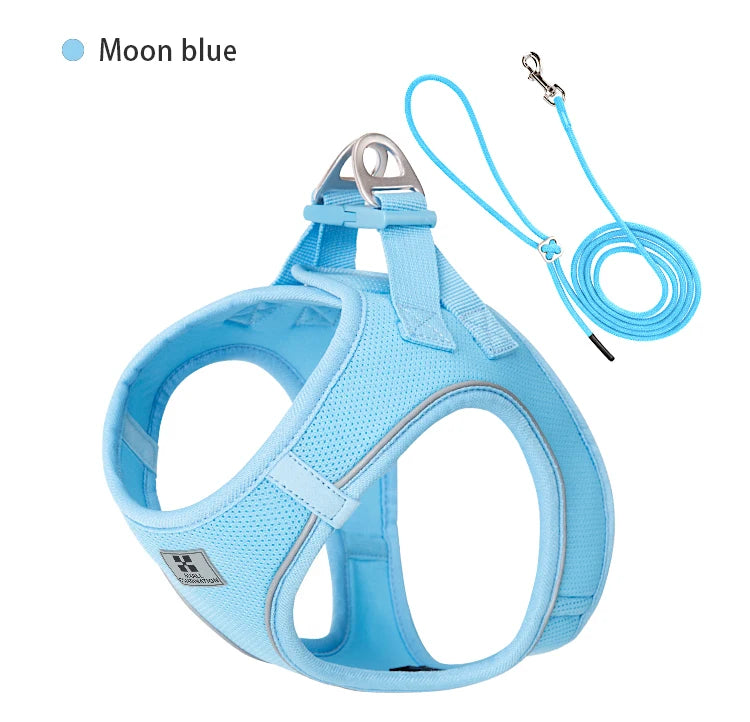 Reflective Adjustable Dog Harness & Leash Set for Small to Medium Dogs and Cats