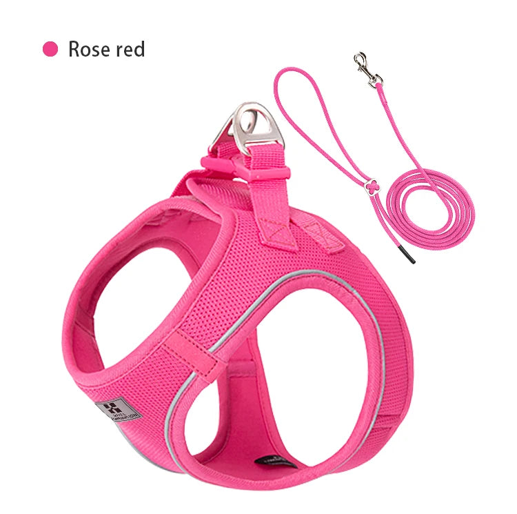 Reflective Adjustable Dog Harness & Leash Set for Small to Medium Dogs and Cats
