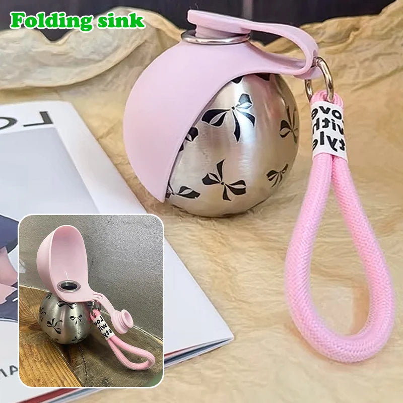 Stainless Steel Kettle Foldable Pet Water Bowl for Dogs & Cats