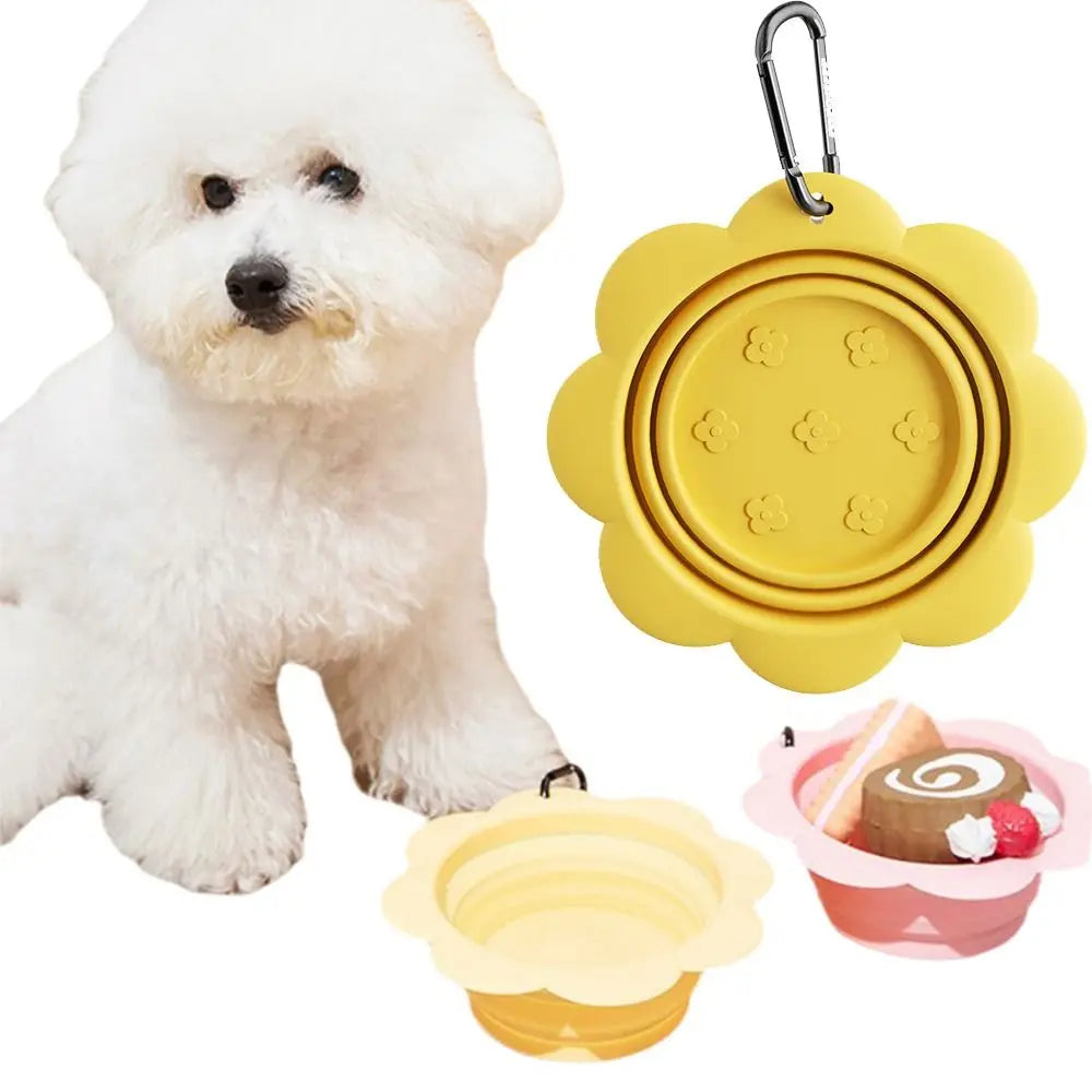 Portable Silicone Collapsible Dog Bowl Flower Shape