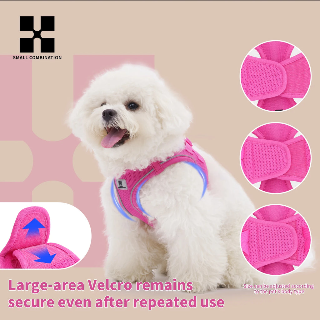 Reflective Adjustable Dog Harness & Leash Set for Small to Medium Dogs and Cats