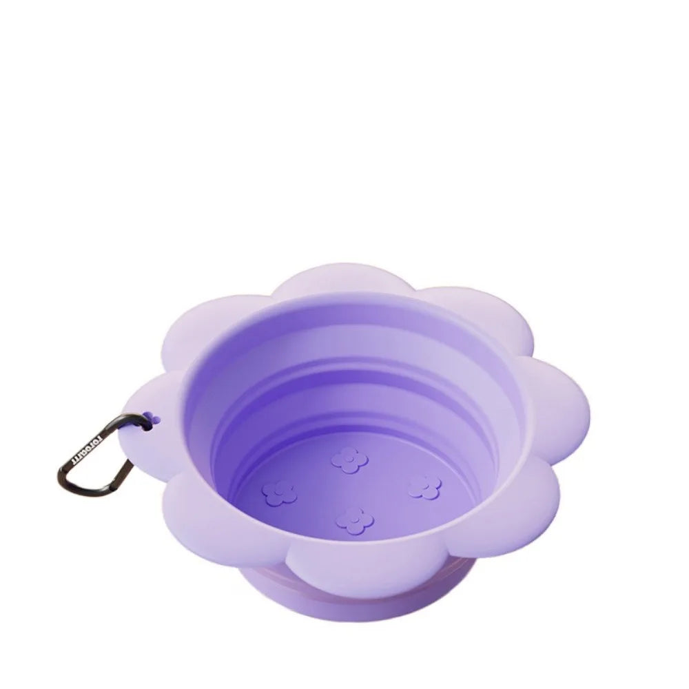 Portable Silicone Collapsible Dog Bowl Flower Shape