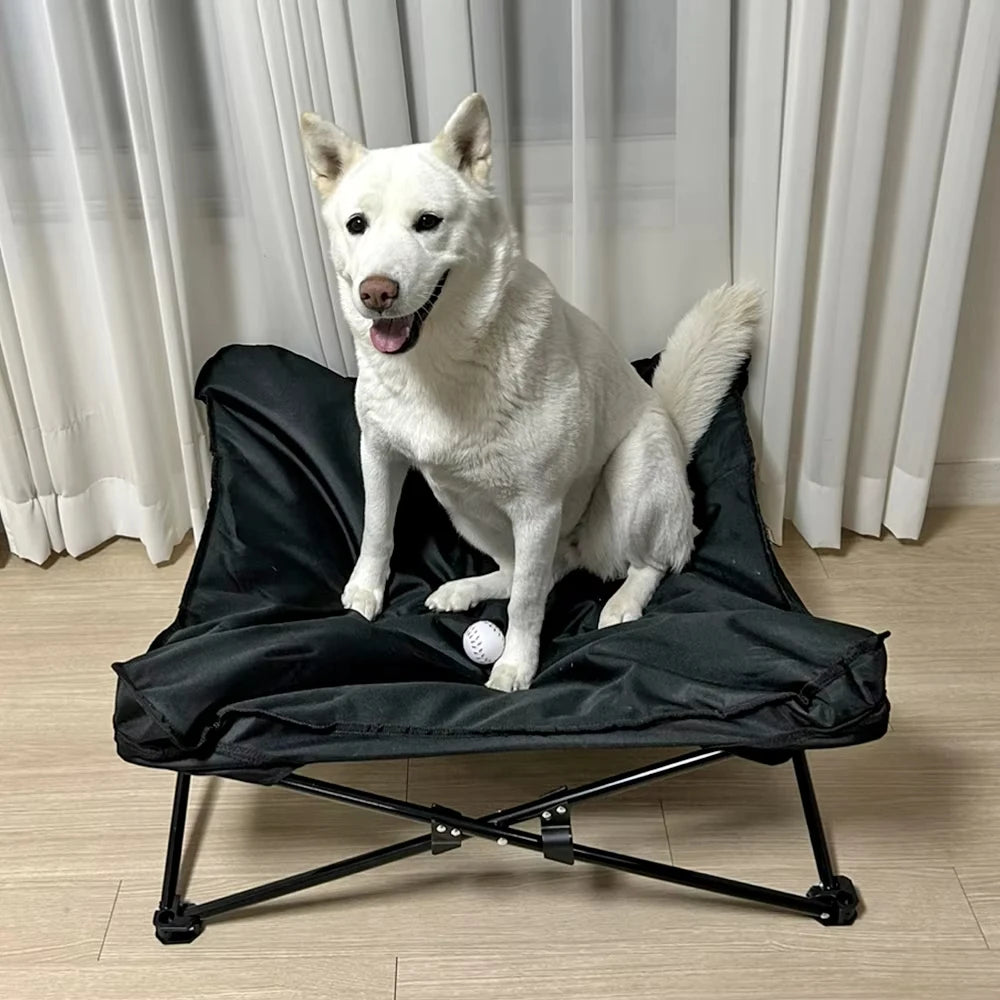 Detachable And Washable Pet Camping Bed, Dog Iron Frame Bed, All-Season Camping Portable Folding Dog Kennel