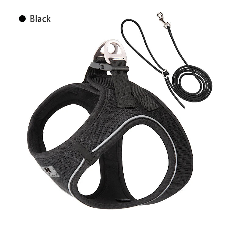 Reflective Adjustable Dog Harness & Leash Set for Small to Medium Dogs and Cats